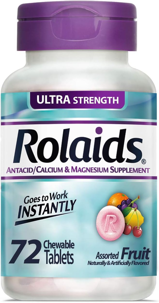 Chattem Inc. Rolaids Ultra Strength Antacid, 72 Chewable Tablets, Assorted Fruit