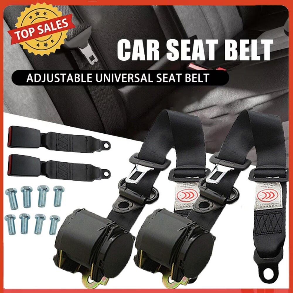 2x 3 Point Retractable Seat Universal Belts Fit for Jeep CJ YJ Wrangler 1982-95