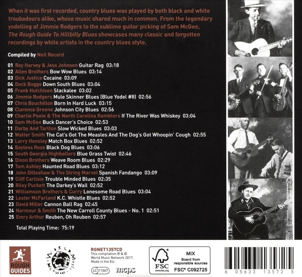 Various Artists Rough Guide To Hillbilly Blues New Cd