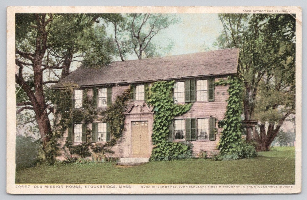 Old Mission House Stockbridge MA Phostint Postcard Detroit Publishing Co.