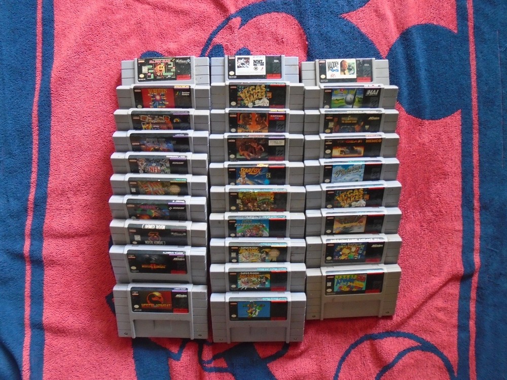 HUGE Lot of 29 SNES games, Authentic Super Nintendo UNTESTED mario donkey kong