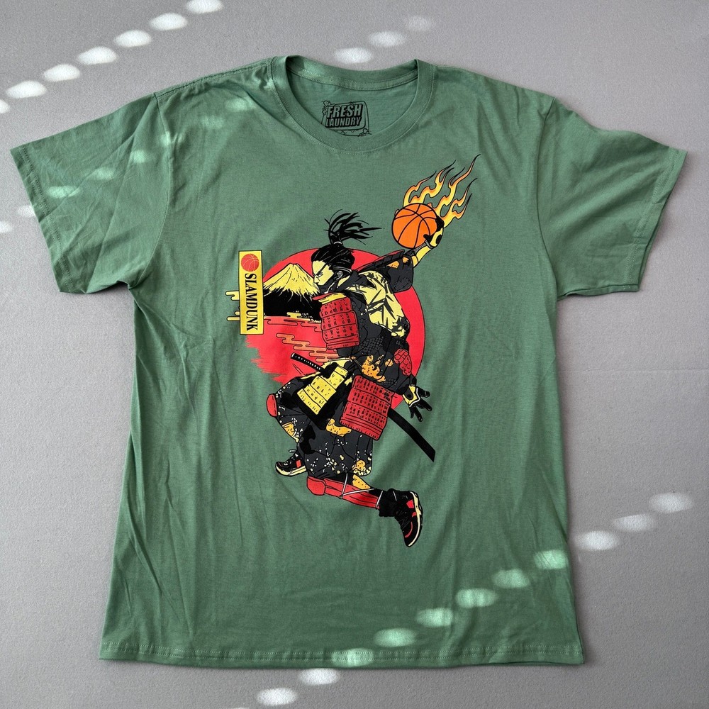 Fresh Laundry Slam Dunk Samurai T-Shirt Mens XL Green Graphic Tokyo Japan Anime