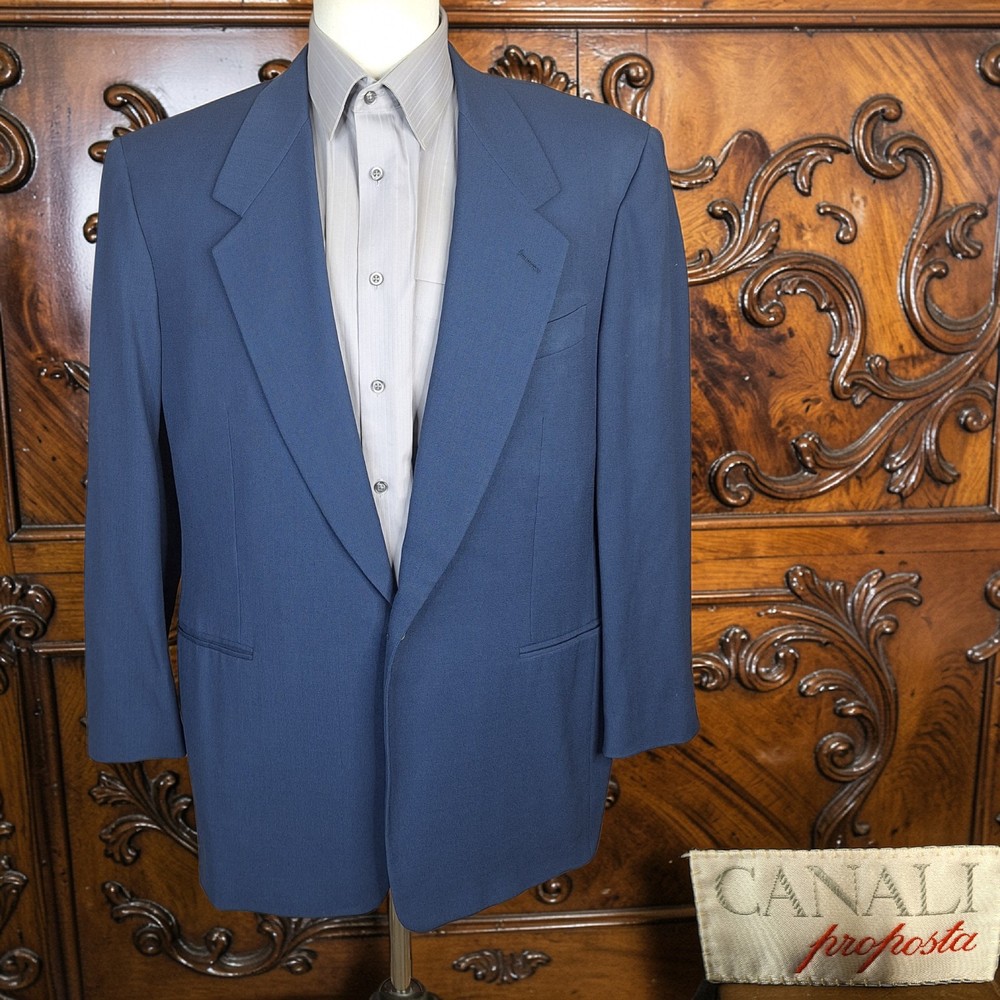 Canali Proposta Jacket Blazer Mens 42R Blue VL Italy Wool
