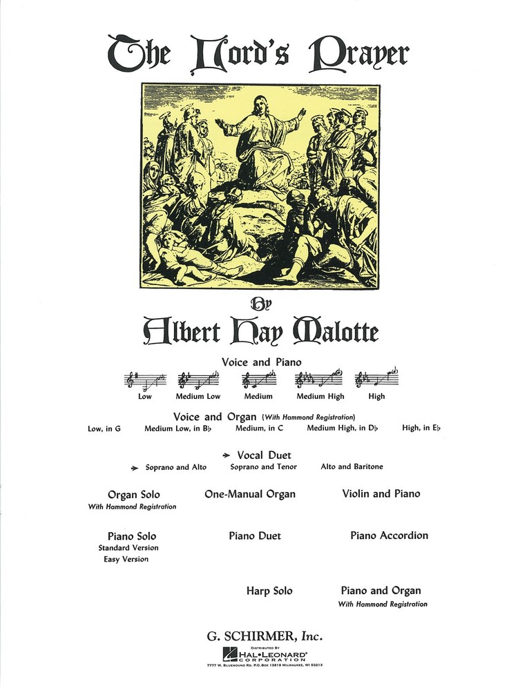 The Lord's Prayer by Albert Hay Malotte Soprano Alto Duet Piano Sheet Music