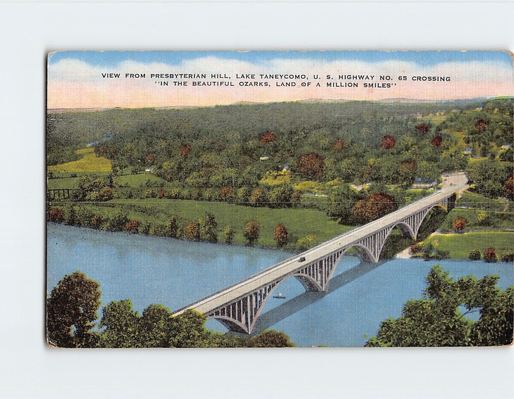Postcard View from Presbyterian Hill Lake Taneycomo Missouri USA