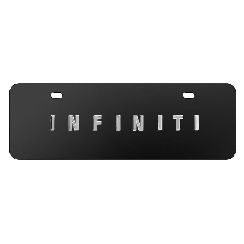 for INFINITI 3D Name European Look Half-Size Black Stainless Steel License Plate