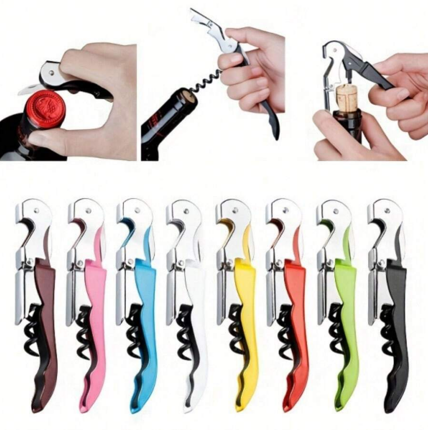 8-Piece Double Hinged Corkscrew Wine Opener Set with Foil Cutter
