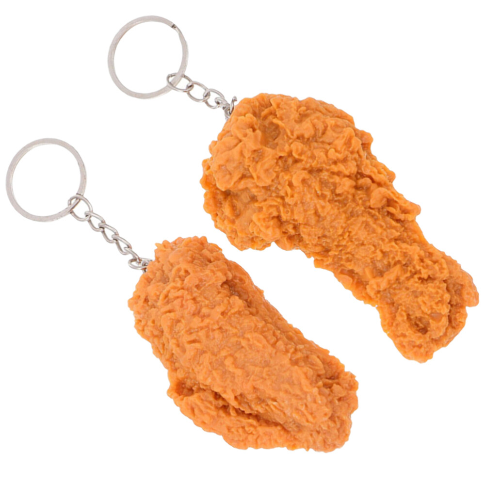 2 Pcs Fried Chicken Wing Keychain Fun Novelty Gift Pendant
