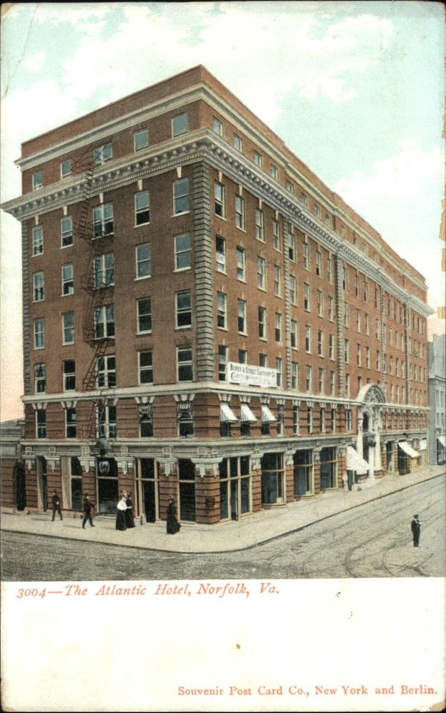 Norfolk Virginia Atlantic Hotel Edwardian fashion mailed 1909 UDB postcard