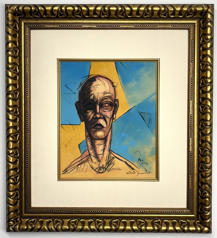 Alberto Giacometti Mixed Media Art  Matted & Framed  Hand signed Attributed Art