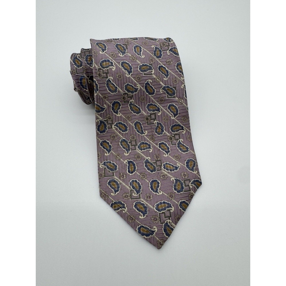 Robert Talbott Best of Class Silk Tie Purple Paisley Geometric Necktie USA Made
