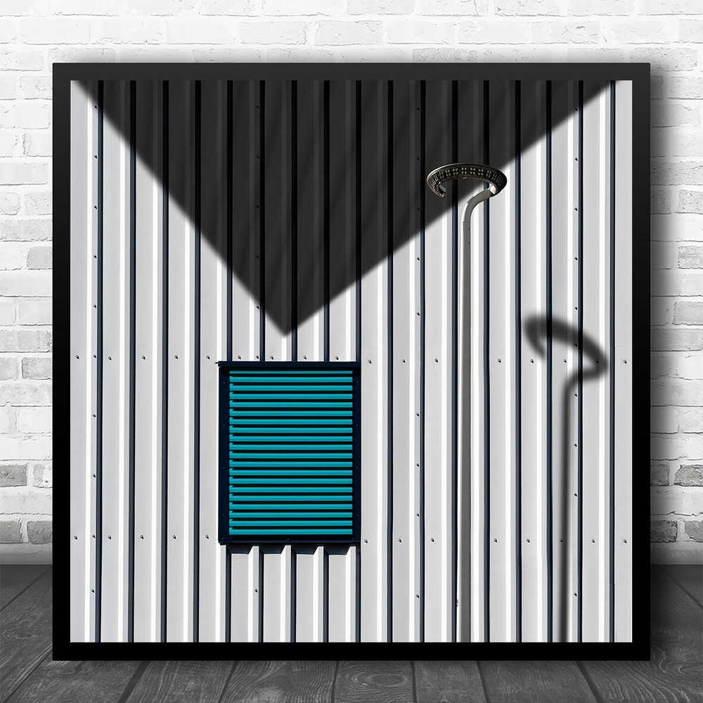 Teal Turquoise Wall Facade Architecture Abstract Industry Square Wall Art Print