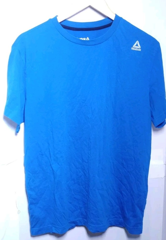 Reebok Men's Medium Blue Cotton Logo T-Shirt Comfort Short Sleeve