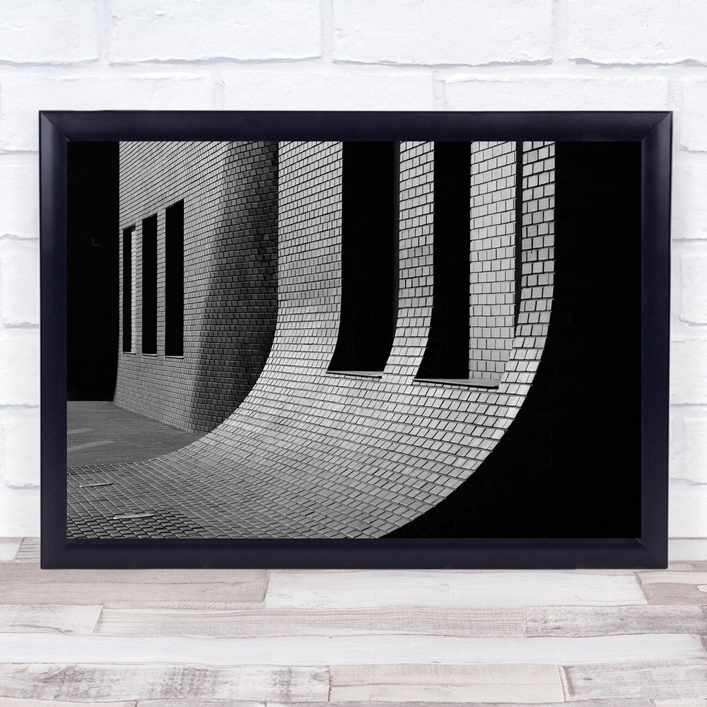 Curved Wall Shadows windows black and white Wall Art Print