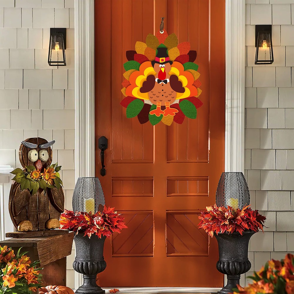 Thanksgiving Turkey Door Hanging 3D Thanksgiving Turkey Decorations For Fall And