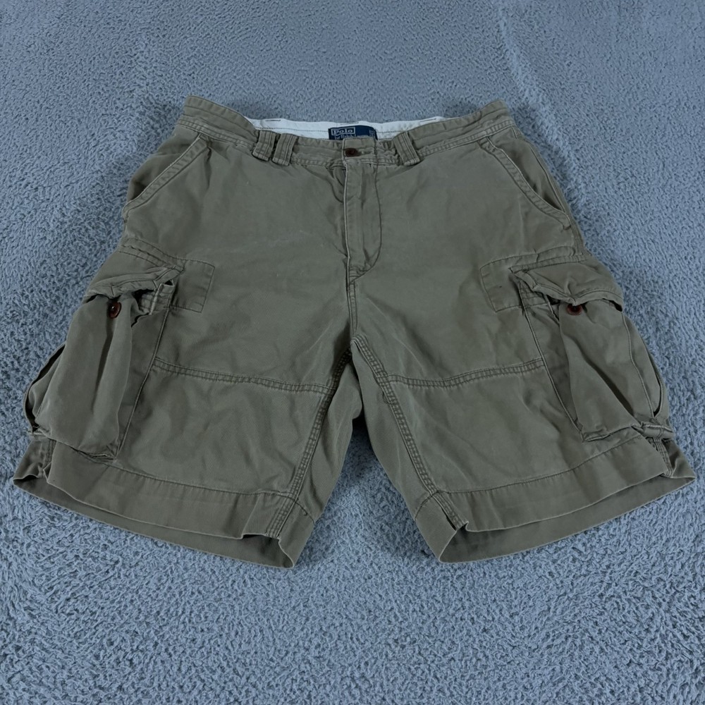 VINTAGE Polo Ralph Lauren Shorts Mens 34 Tan Cargo 10