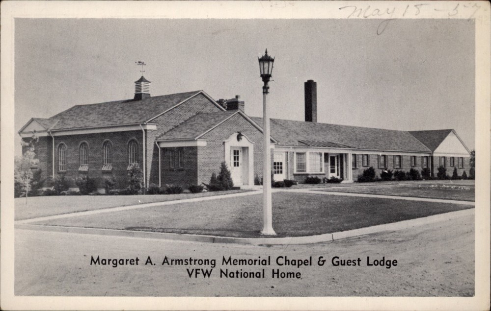 Margaret A Armstrong Memorial Chapel Guest Lodge VFW National Home postcard v341