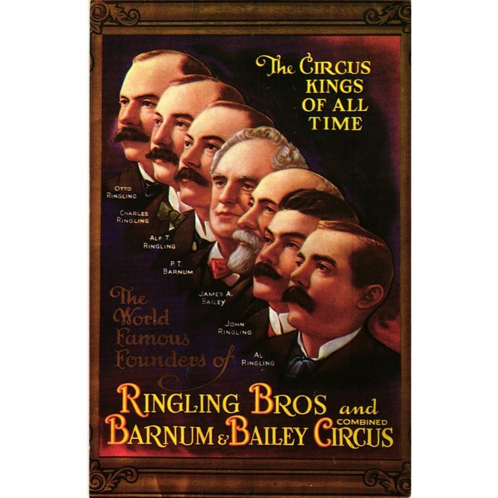 Ringling Bros Barnum Bailey Circus Kings Founders Postcard Ringling Museum FL