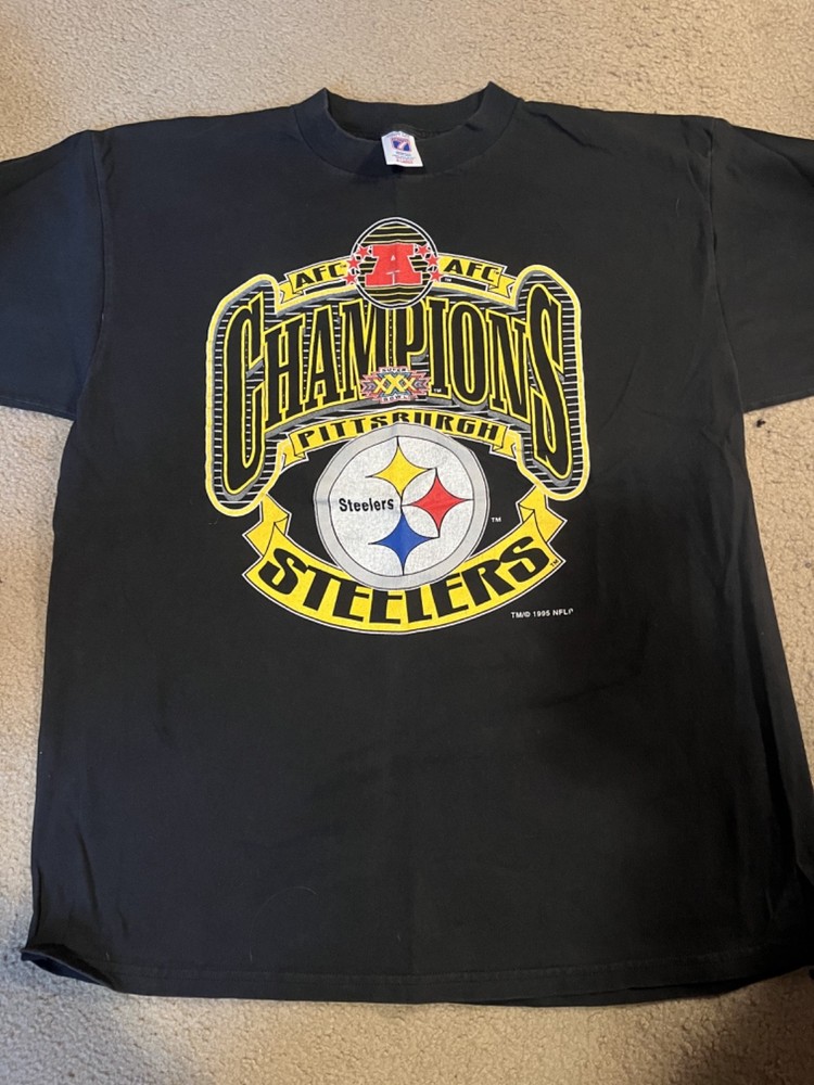 Vintage 1995 Pittsburgh Steelers AFC Champions Graphic T Shirt XL logo 7