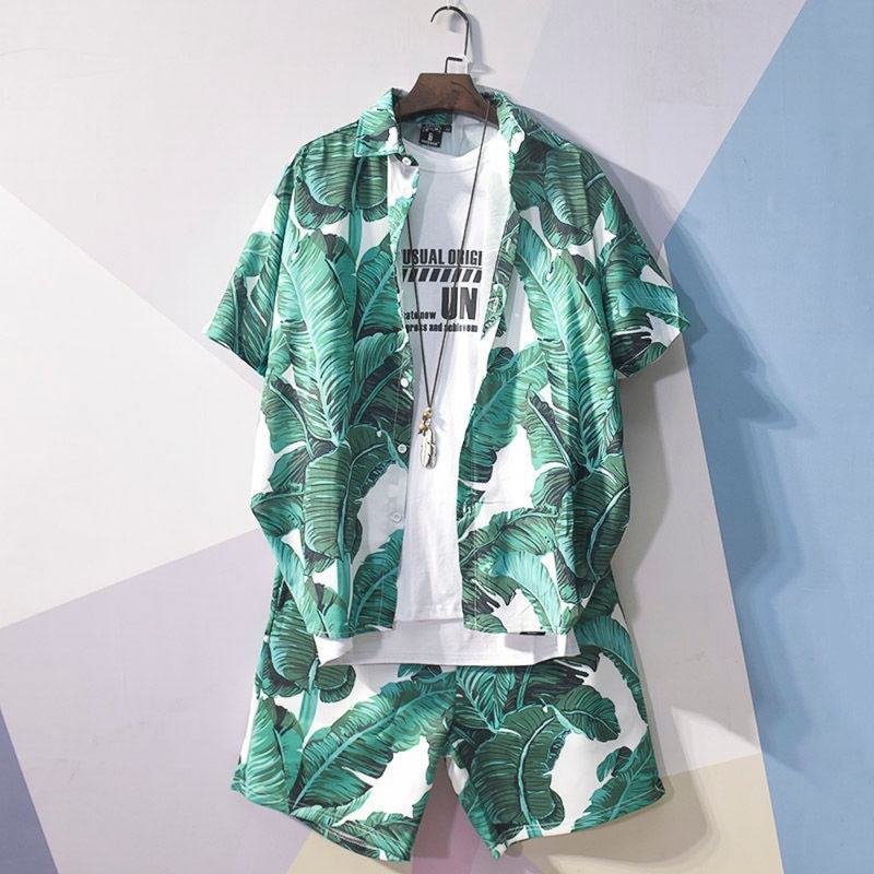 Men Hawaiian Shirt Set Men Fashion Clothing Streetwear Causal Seaside Outfits