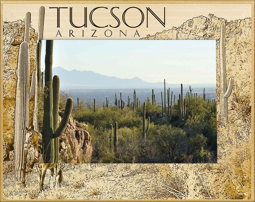 Tucson Arizona Laser Engraved Wood Picture Frame Landscape (4 x 6)