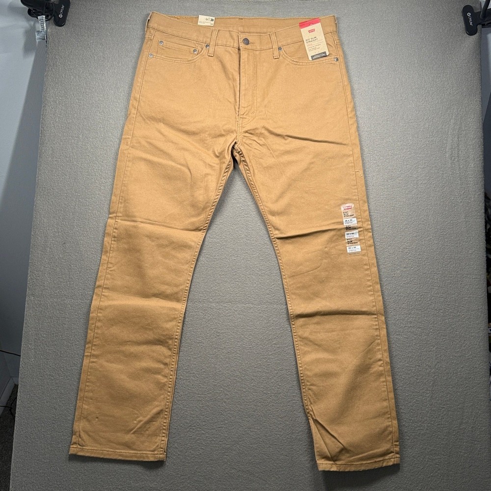 Levi's 513 Slim Straight Pants Men 36x30 Tan Khaki Stretch Twill 085130424
