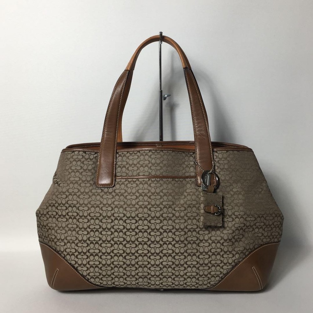 Coach Signature Tote Bag Canvas Beige Authentic G0703335