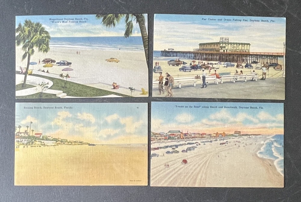 Linen Postcard Daytona Beach, Florida Lot Of 4