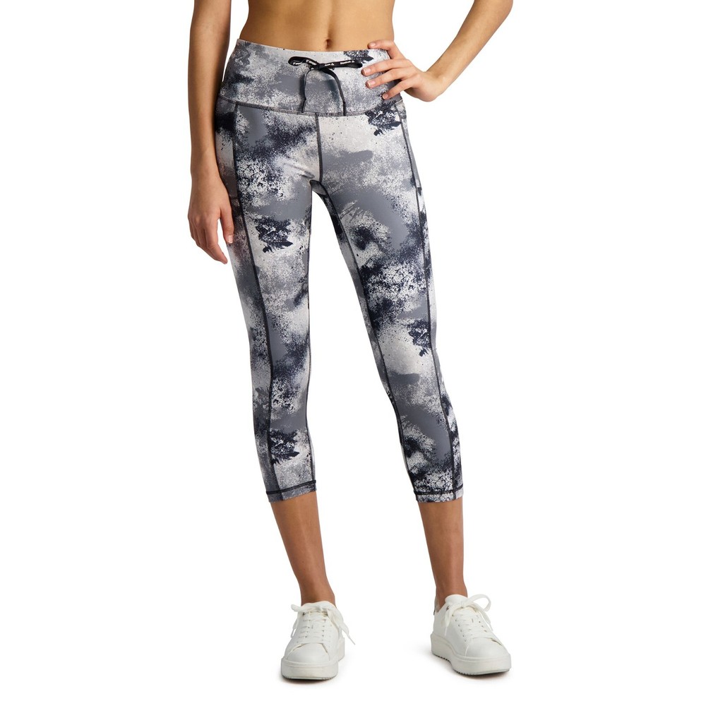 NWT REEBOK Gray Skinny Capri Leggings Cropped Abstract High Rise SIZE XXXL 3XL