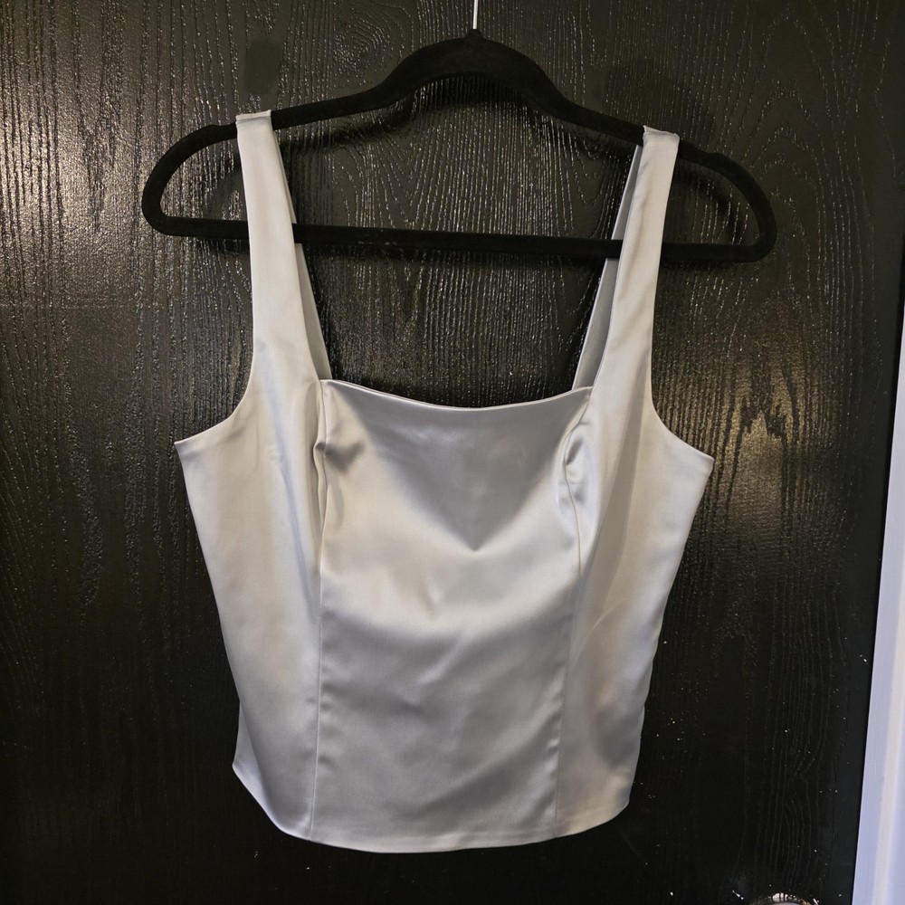 NWT Medium Abercrombie & Fitch Silver Y2K Party Women's Tank Top