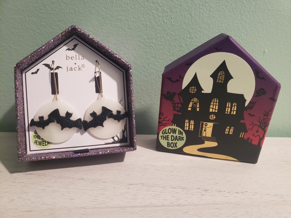Bella Jack Glow In The Dark Bat Drop Earrings NIB