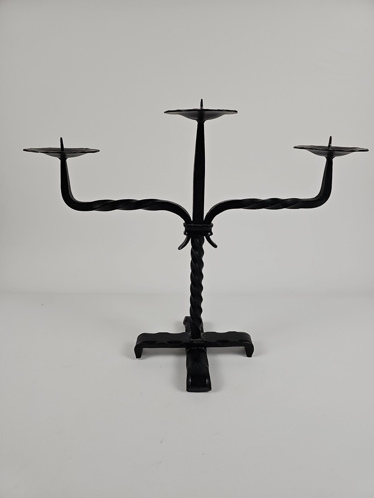 Wrought Iron Candelabra 3 Arm Candle Holders Black 14