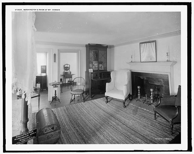 Mount Vernon Virginia George Washington Room c1910 Bedroom Fireplace Armchair