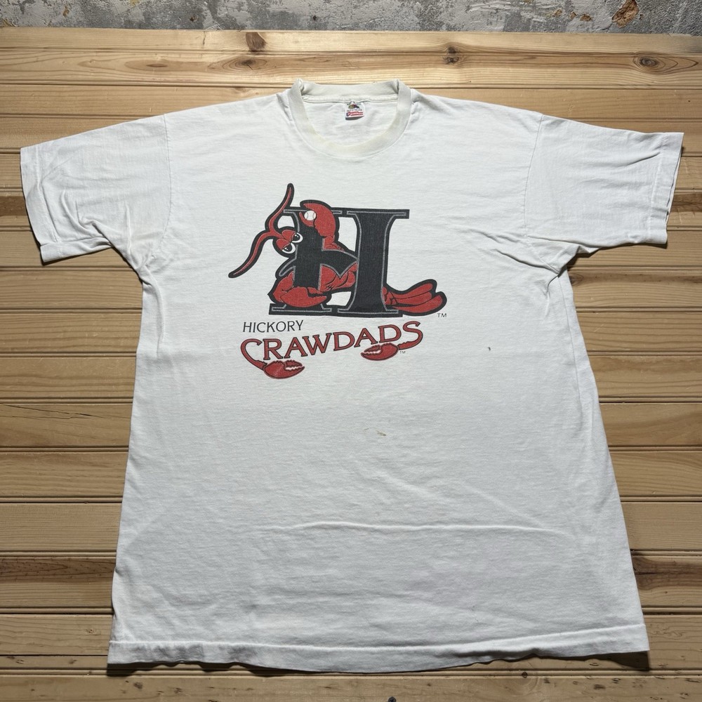 Vintage 90s Hickory Crawdads North Carolina Minor League Baseball Shirt Size 2XL