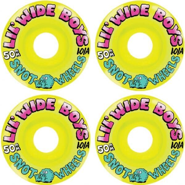 Snot Wheel Co Lil Wide Boys 50mm 101a Yellow Skateboard Wheels 4-Pack