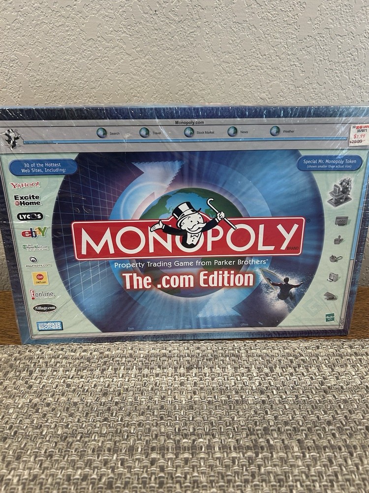 Monopoly The .com Edition Parker Brothers Board Game Dot Come New Sealed