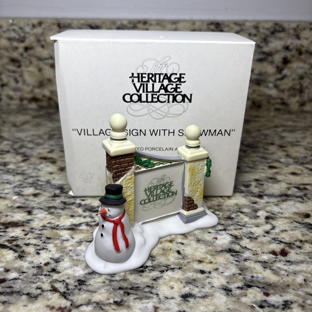 Department 56 Heritage Village Snowman Sign with Original Box