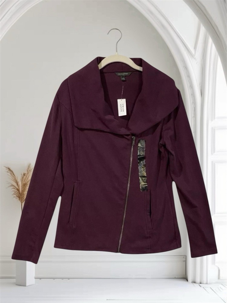 Banana Republic Womens Sweatshirt Jacket Size Small Full Zip Burgundy Super Soft