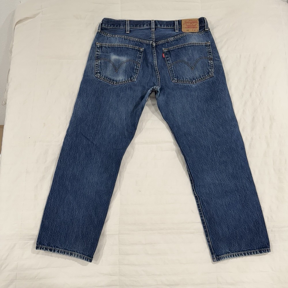 Levis 501 Blue Jeans Denim Pants VTG Medium Wash 38x29 Wallet Whiskering Fading