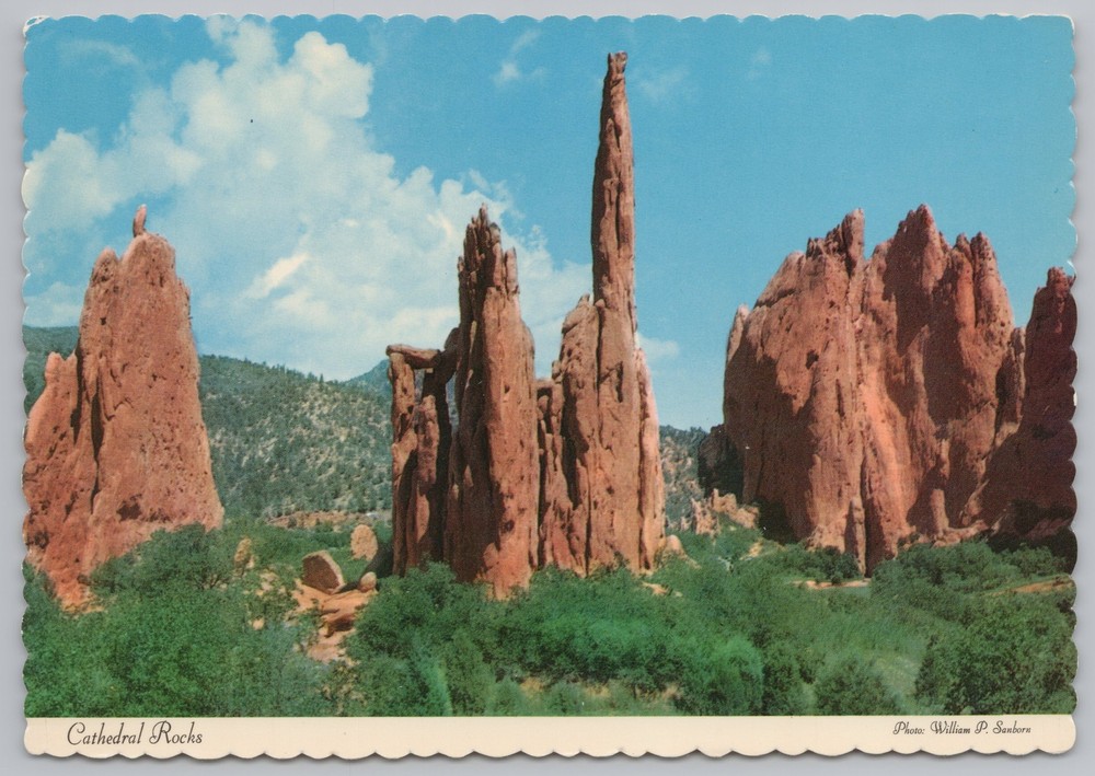 State View~Cathedral Rocks @ Garden of Gods Pikes Peak~Continental Postcard
