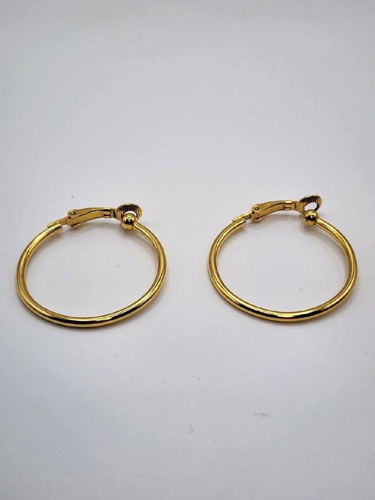 VTG Hoop Earrings Gold Tone Clip On