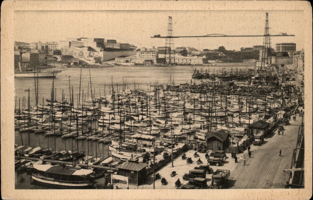Marseille France Vieux Port vintage postcard s087