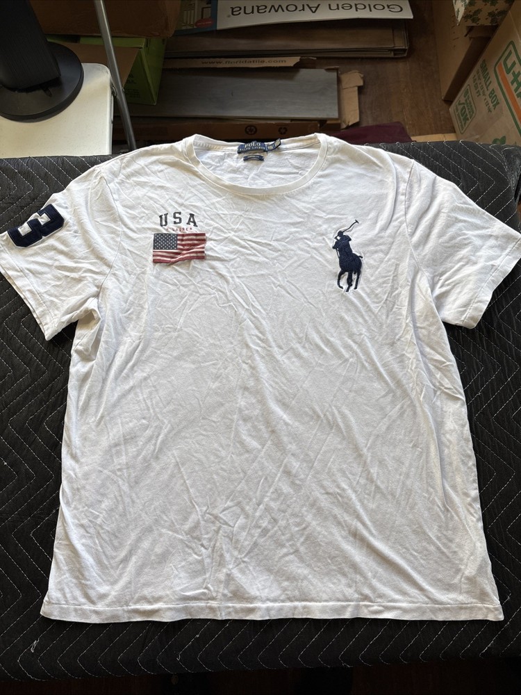 POLO Ralph Lauren men’s  Flag spell-out T Shirt USA Sz  2XL