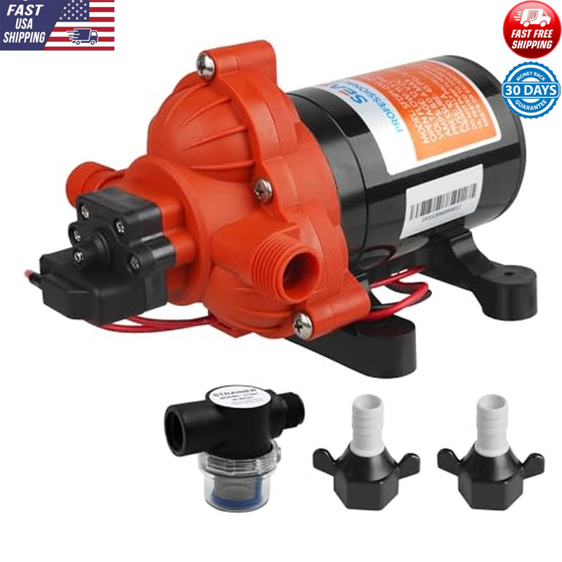 12V Water Pressure Pump 3.0 GPM Self-Priming Automatic Pressure Switch Marine Rv