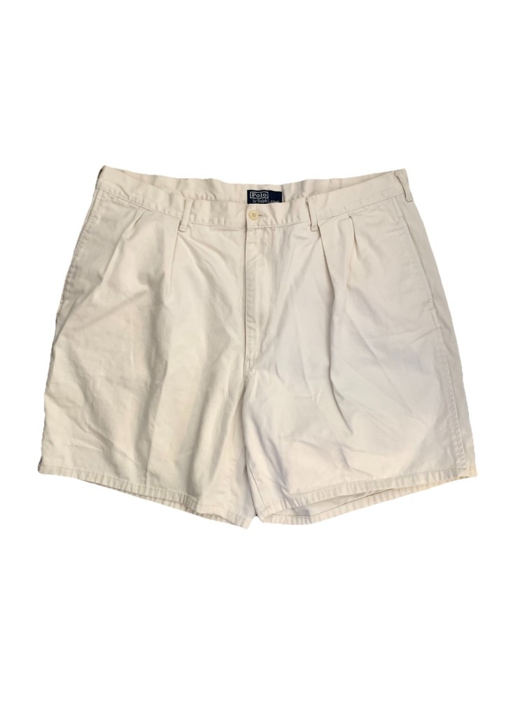 Polo Ralph Lauren Shorts Men’s 42 (40) Tan Khaki Pleated Washed Twill Cotton