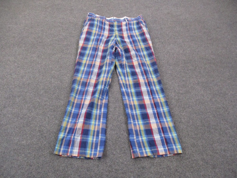 Vintage Brooks Brothers Pants Mens 36 X 31 Colorful Plaid Chino  USA 80s 90s