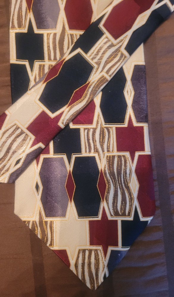 Martin Wong Men's Silk Geometric Tie Napa,CA