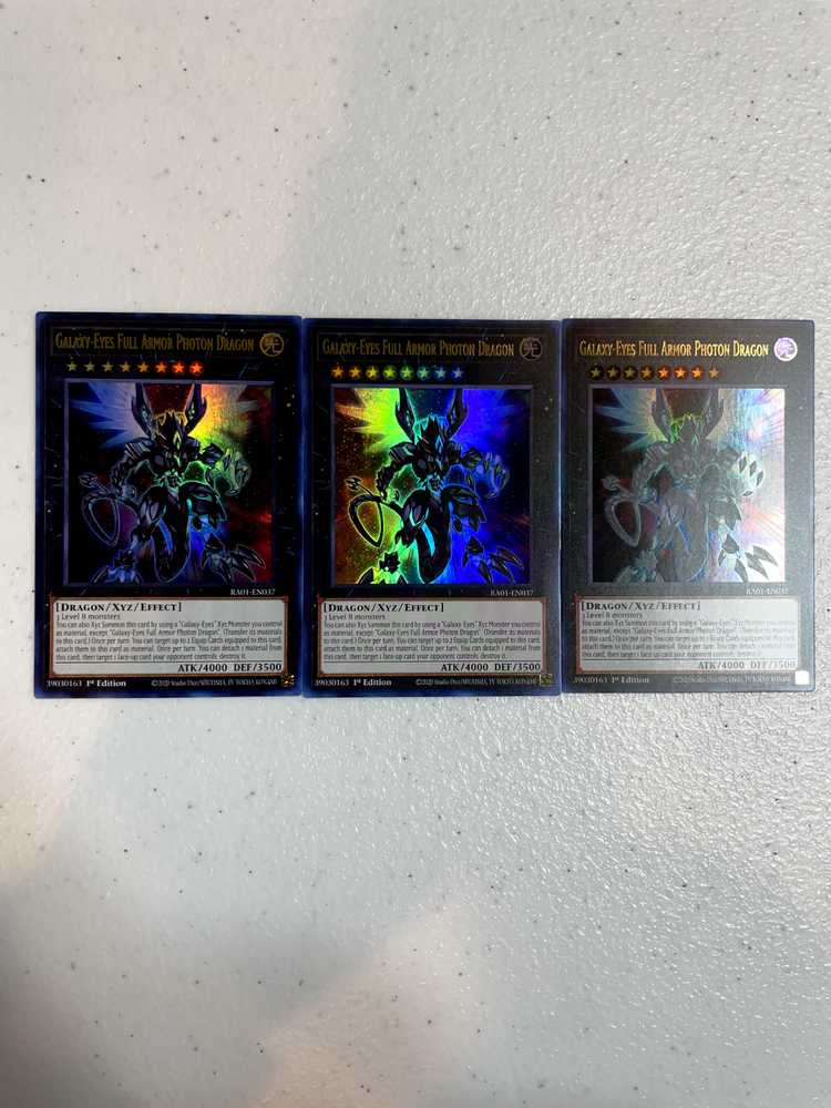 YuGiOh Galaxy-Eyes Full Armor Photon Dragon Ultra Rare 3x RA01-EN037 RA01 Booster