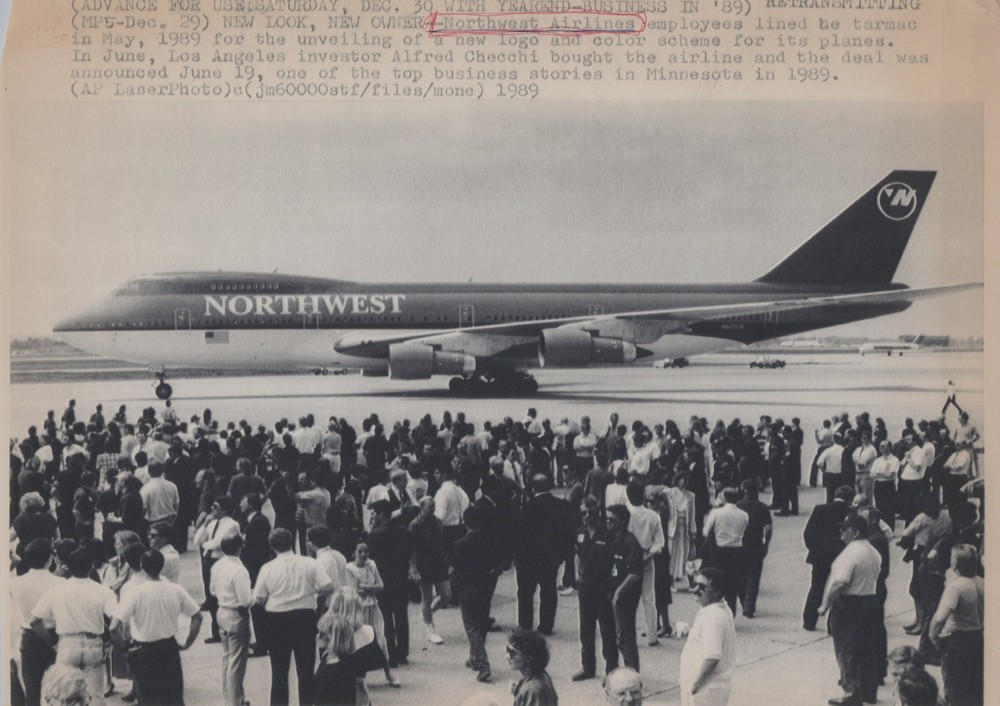 1989 Northwest Airlines Unveils New Design Minnesota Rare Press Photo