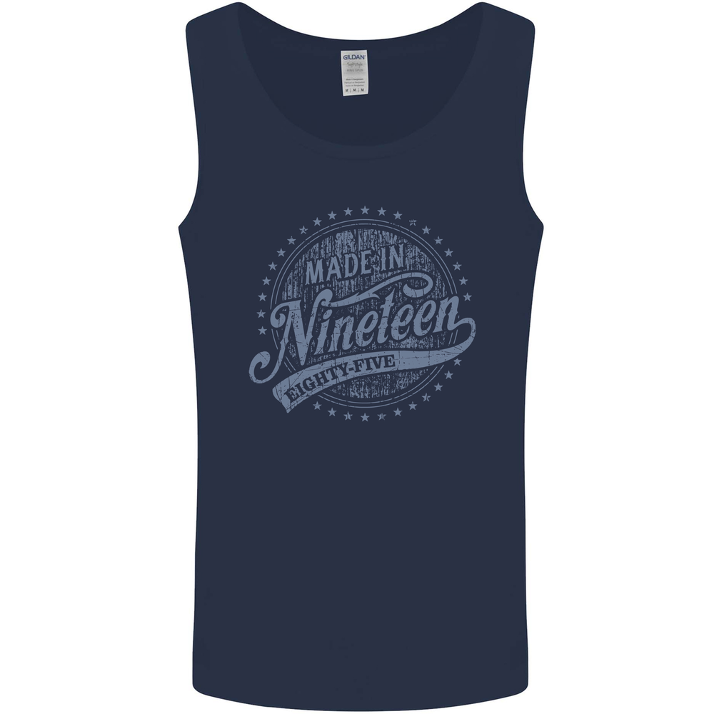 Distressed 40th Birthday Made In 1985 Mens Vest Tank Top Navy Blue